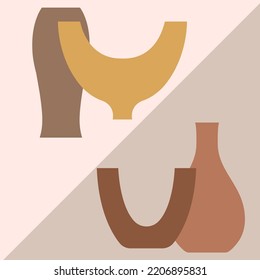 Vector boho vase collage. Trendy illustration for design. Wall art, printable, poster, picture for interior