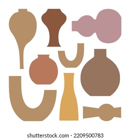 Vector boho vase collage. Trendy illustration for design. Wall art, printable, poster, picture for interior
