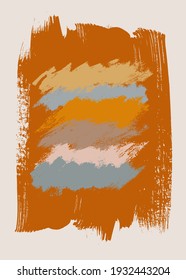 Vektor boho Wandkunst Druck. Farbige böhmische Acrylmalerei. Abstraktes Kunstposter. Trendy warme Terrakotta-Farben Broschüre decken kreative zeitgenössische Hintergrund. skandinavische künstlerische Wanddekoration