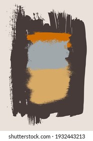 Vector boho wall art print. Colorful bohemian style acrylic painting. Abstract art poster. Trendy warm terracotta colors brochure cover creative contemporary backdrop. Scandinavian artistic wall decor