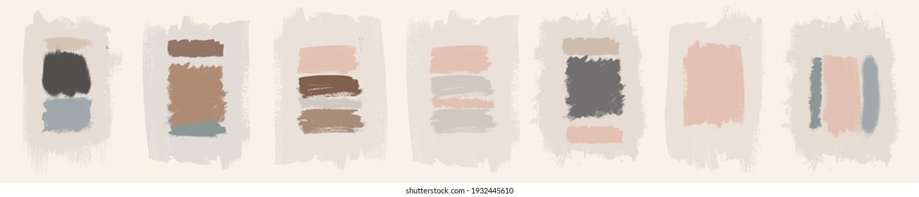 Colección de imágenes de arte mural de vectores boho. Conjunto de cuadros acrílicos de estilo bohemio neutro y colorido. Decoración casera escandalizada. Arte abstracto en suaves tonos neutros pastel. Decoración de paredes escandinavas