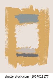 Vector boho wall art print. Colorful bohemian style acrylic painting. Abstract art poster. Trendy warm terracotta colors brochure cover creative contemporary backdrop. Scandinavian artistic wall decor