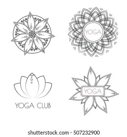 Vector boho yoga patterns on white background