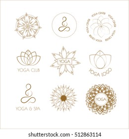 Vector boho yoga patterns on white background