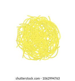 Vector Boiled Floury Product Spaghetti on White Background