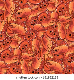 Vector Boiled Lobster Seamless Pattern. Cooked Sea Food Background