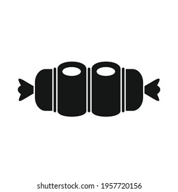 vector boiled sausage black simple icon. Vector boiled sausage black simple icon isolated on white background for web and advertising