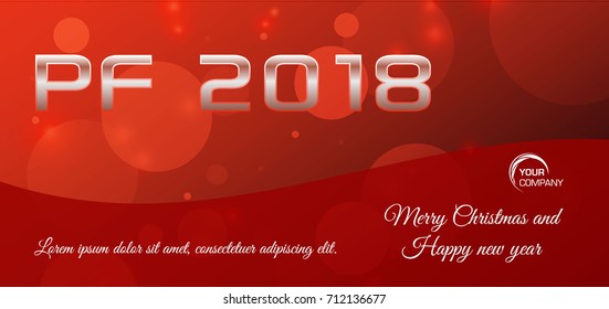 Vector bokeh 2018 happy new year card in red color