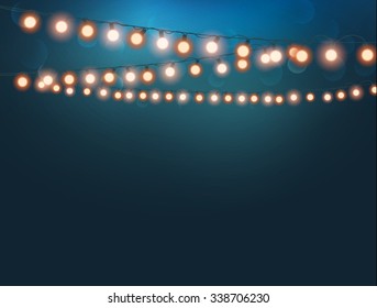 Vector bokeh background with christmas lights.