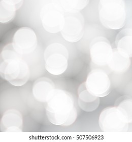 Fondo del vector. Luces blancas desenfocadas festivas. Resumen ilustración borrosa.
