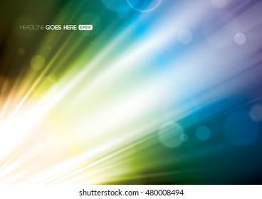 Vector of bokeh background with rays of light