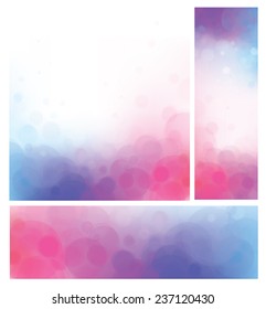 Vector bokeh backgrounds, pink and blue.