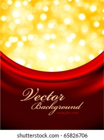 Vector bokeh card with red silk