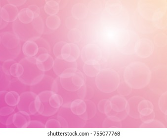 Vector bokeh texture on a bright two-tone pink background. Festive abstract blur background.