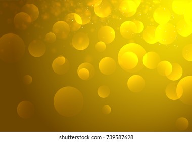Vector bokeh yellow background.Universal festive defocused white lights. Abstract blurred illustration.
