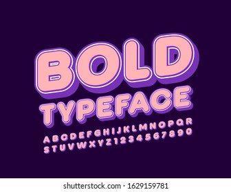 Vector Bold 3D Font. Modern creative Alphabet Letters and Numbers.