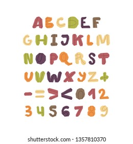 Vector bold alphabet. Paper cut decorated shapes. Vector Font set. 
Ideal for kids nursery, wall art, textile design and DIY.