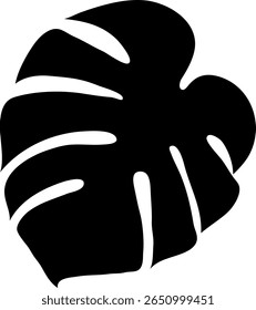 Vetor Negrito preto exótico silhueta a monstera deliciosa folha de verão, captura de essência de flora tropical com suas fenestrações icônicas