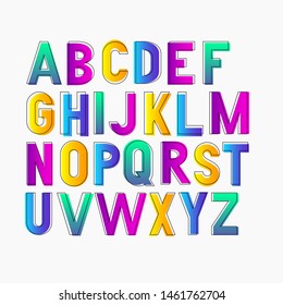 Vector bold bright condensed gradient font. Uppercase letters only