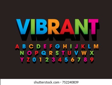 Vector of bold colorful font and alphabet