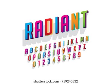 Vector of bold colorful font and alphabet