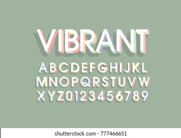 Vector of bold colorful font and alphabet