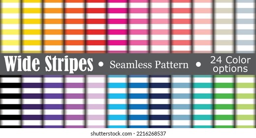 Vector Bold Colorful Wide stripes seamless pattern design. Perfect for cardmaking, scrapbooking, wallpaper, fabric, sewing, home decor, stationary projects. 