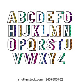 Vector bold condensed grotesque font with gradient shadows. Uppercase letters only
