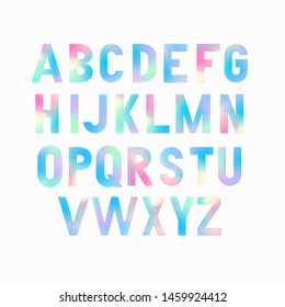 Vector bold condensed grotesque font with cotton candy fill. Uppercase letters only