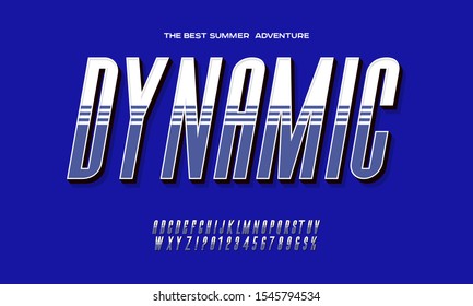 Vector bold dynamic alphabet modern typography sans serif style for sport, t shirt, racing, game, promotion, poster, decoration, sale banner, printing on fabric. Cool font. Trendy typeface. 10 eps