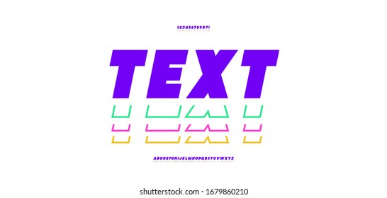 Vector bold font color style modern typography for poster, event decoration, motion, video, game, t shirt, book, banner, printing. Cool typeface. Trendy alphabet. 10 eps
