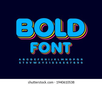 Vector Bold Font. Creative colorful Alphabet. Isometric Trendy Letters and Numbers set
