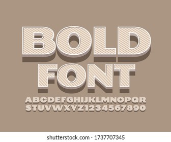 Fuente vectorial negrita. Alfabeto De Estilo Retro. Letras y números texturados simples