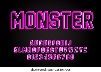 Vector of bold modern font and alphabet, typeface, letters and numbers, typography.