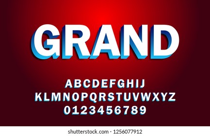 Vector of bold modern font and alphabet, typeface, letters and numbers, typography.