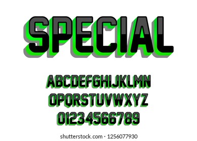 Vector of bold modern font and alphabet, typeface, letters and numbers, typography.