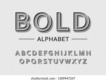 Vector of bold modern font and alphabet