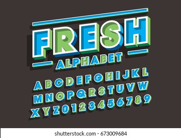 Vector of bold modern font and alphabet