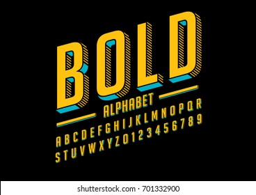 Vector of bold modern font and alphabet