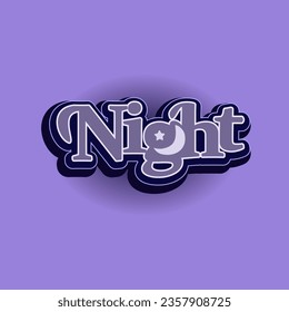 Vector bold night lettering trendy typography colorful style for decoration, logo, party poster, t shirt, book, greeting card, sale banner, printing on cloth. Cool 3d typefaces.vector