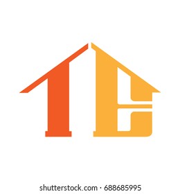 Vector Bold Orange House Letter T E Logo