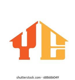 Vector Bold Orange House Letter Y E Logo