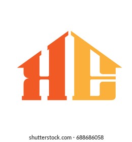 Vector Bold Orange House Letter K E Logo