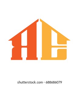 Vector Bold Orange House Letter R E Logo