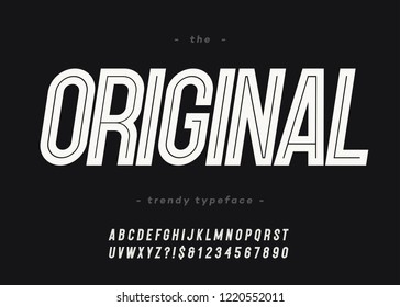 Vektor fett Original Schriftart modische Typografie weiß Farbe für Dekoration, Logo, Party Poster, T-Shirt, Buch, Grußkarte, Verkauf Banner, Druck auf Stoff. Cool-Schrift. Modernes Alphabet. 10 eps