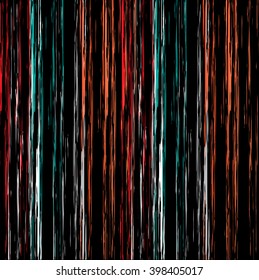 Vector bold plaid pattern with thin brushstrokes and thin stripes hand painted in bright red, green, blue colors. Dynamic striped print texture for fall winter retro fashion and sportswear