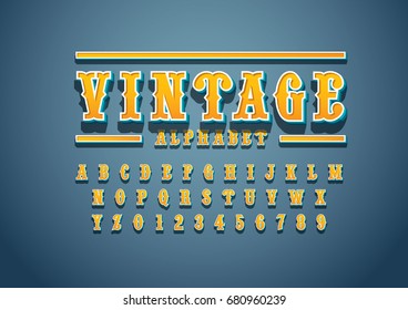 Vector del tipo de letra y alfabeto vintage en negrita