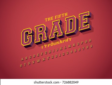 Vector of bold vintage font and alphabet