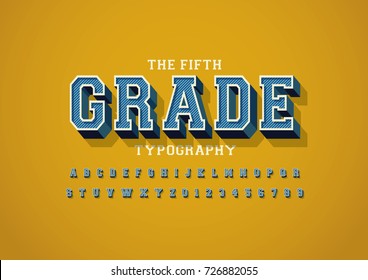 Vector of bold vintage font and alphabet