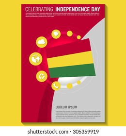 Vector Bolivia Independence Day Flyer template. Creative Brochure Title Page. National Day Leaflet design element. vector illustration